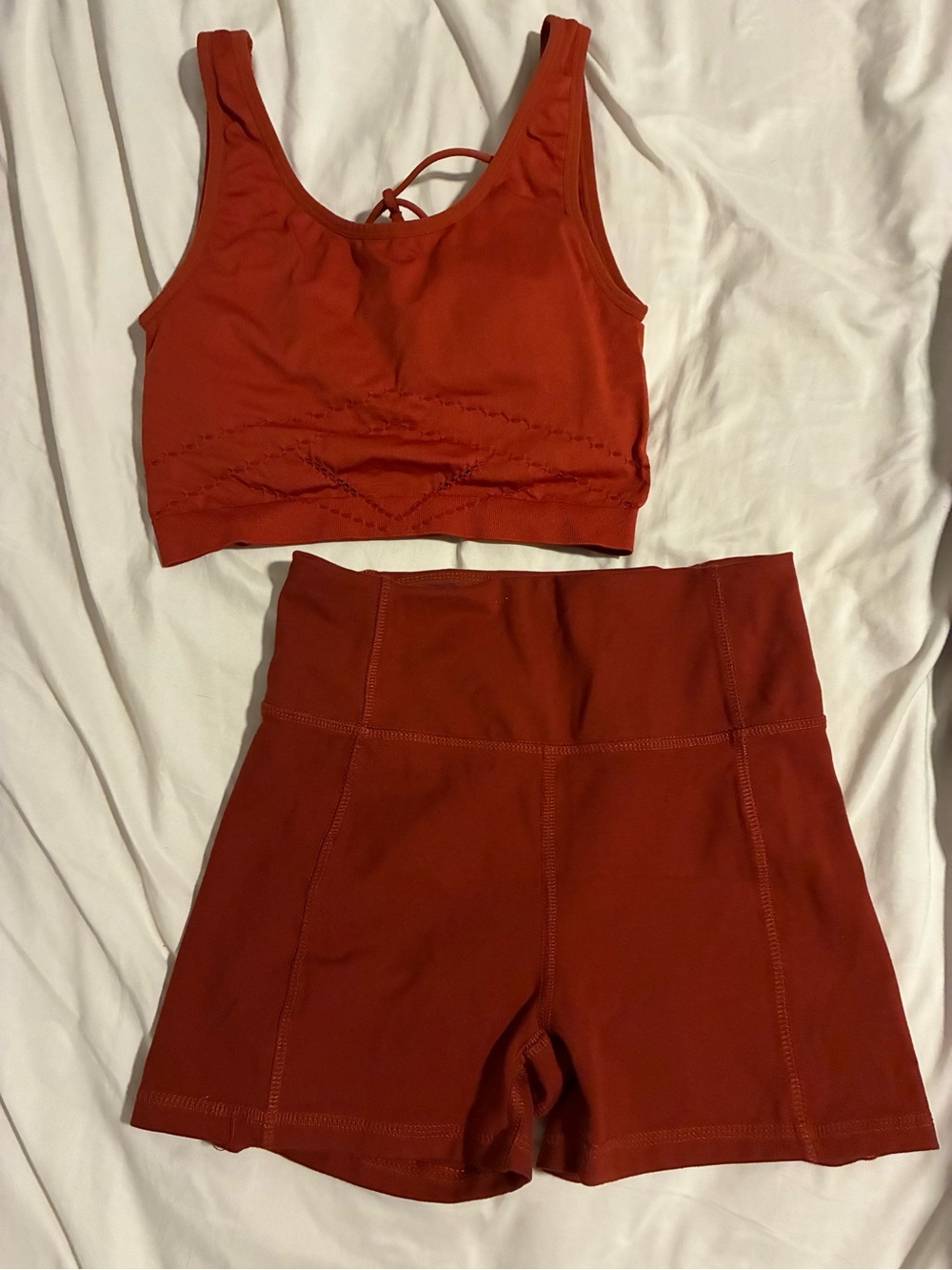 Jessica Simpson Rust Red Athletic Shorts and Crop Top Set